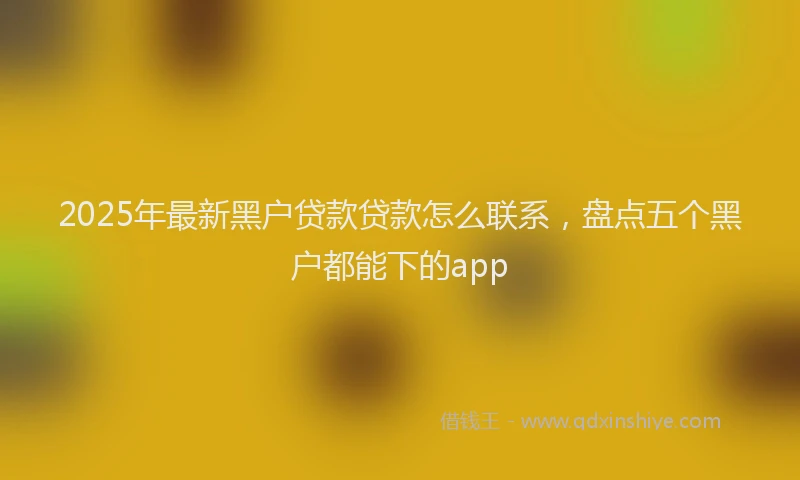2025年最新黑户贷款贷款怎么联系，盘点五个黑户都能下的app