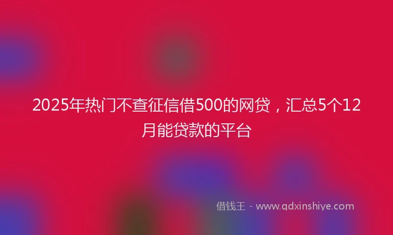 2025年热门不查征信借500的网贷，汇总5个12月能贷款的平台