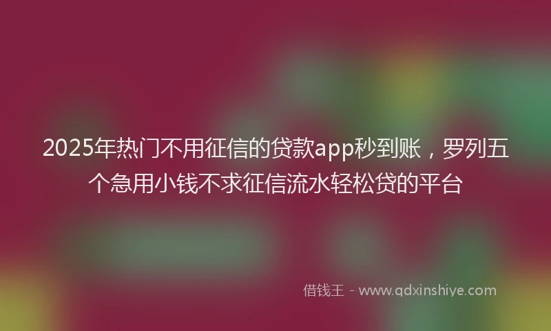 2025年热门不用征信的贷款app秒到账,罗列五个急用小钱不求征信流水轻松贷的平台