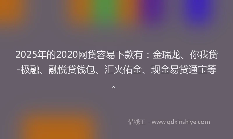 2025年的2020网贷容易下款有：金瑞龙、你我贷-极融、融悦贷钱包、汇火佑金、现金易贷通宝等。