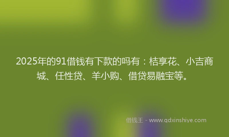 2025年的91借钱有下款的吗有：桔享花、小吉商城、任性贷、羊小购、借贷易融宝等。