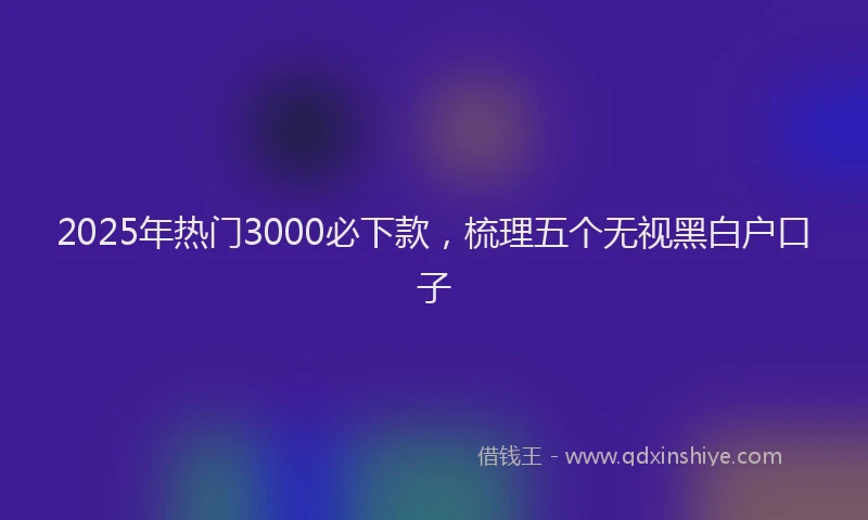 2025年热门3000必下款，梳理五个无视黑白户口子
