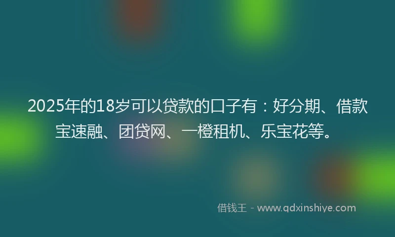 2025年的18岁可以贷款的口子有：好分期、借款宝速融、团贷网、一橙租机、乐宝花等。