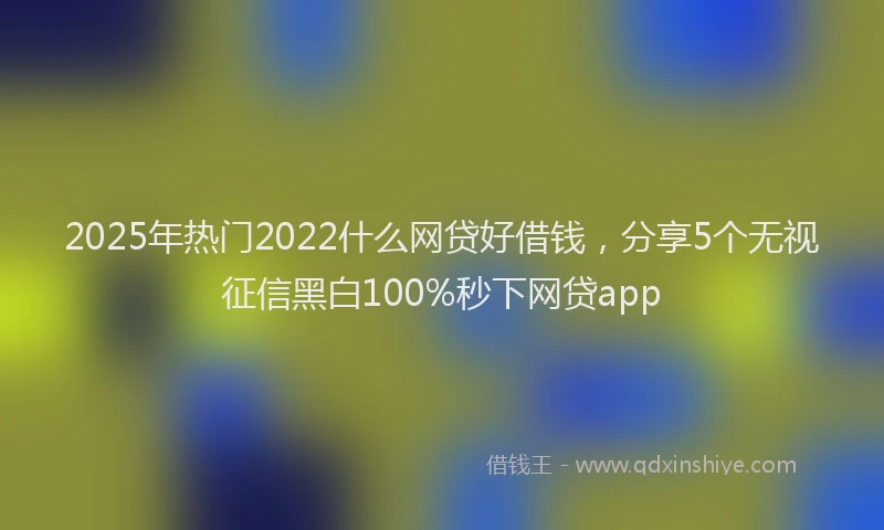 2025年热门2022什么网贷好借钱，分享5个无视征信黑白100%秒下网贷app