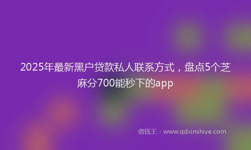 2025年最新黑户贷款私人联系方式，盘点5个芝麻分700能秒下的app