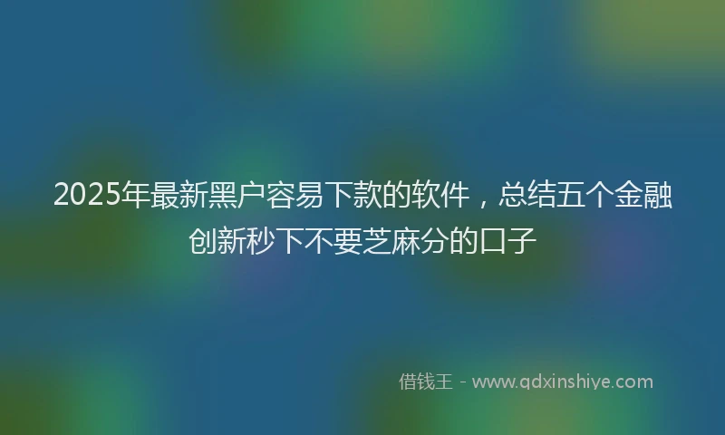 2025年最新黑户容易下款的软件，总结五个金融创新秒下不要芝麻分的口子