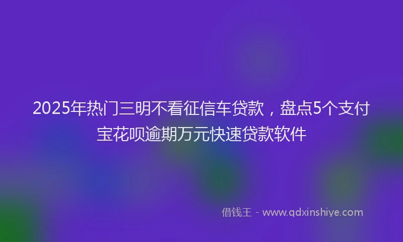 2025年热门三明不看征信车贷款，盘点5个支付宝花呗逾期万元快速贷款软件