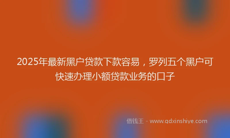 2025年最新黑户贷款下款容易，罗列五个黑户可快速办理小额贷款业务的口子
