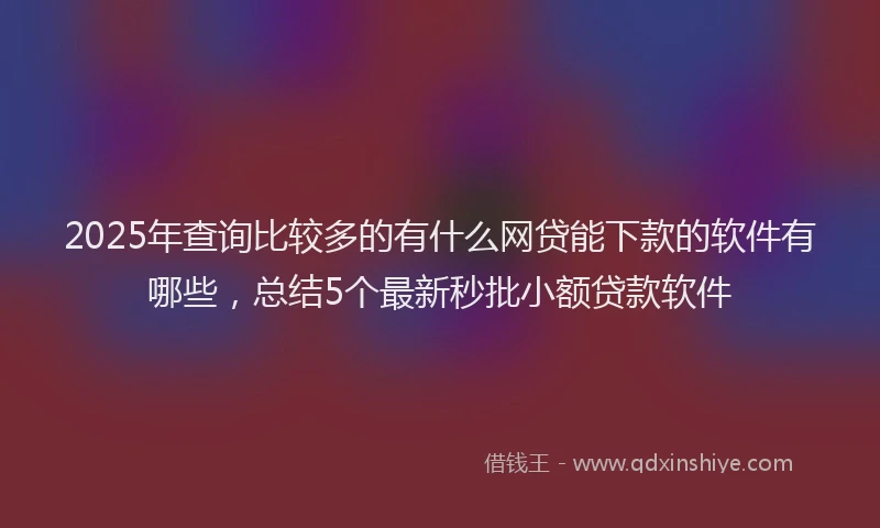 2025年查询比较多的有什么网贷能下款的软件有哪些，总结5个最新秒批小额贷款软件