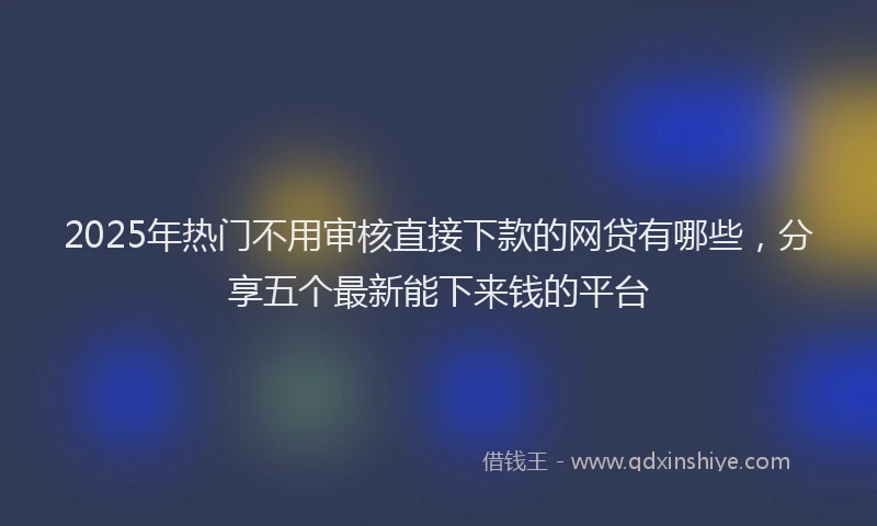 2025年热门不用审核直接下款的网贷有哪些，分享五个最新能下来钱的平台