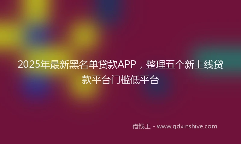 2025年最新黑名单贷款APP，整理五个新上线贷款平台门槛低平台