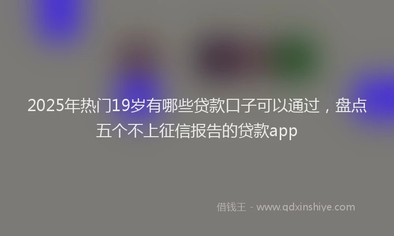 2025年热门19岁有哪些贷款口子可以通过，盘点五个不上征信报告的贷款app