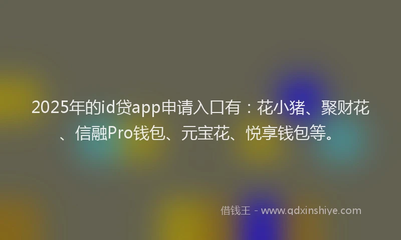 2025年的id贷app申请入口有：花小猪、聚财花、信融Pro钱包、元宝花、悦享钱包等。