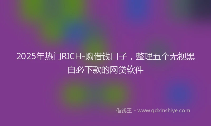 2025年热门RICH-购借钱口子，整理五个无视黑白必下款的网贷软件