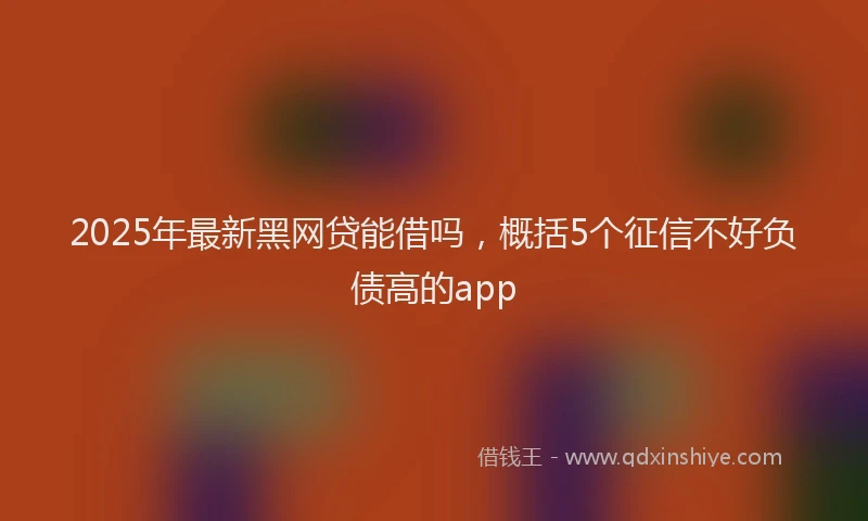 2025年最新黑网贷能借吗，概括5个征信不好负债高的app