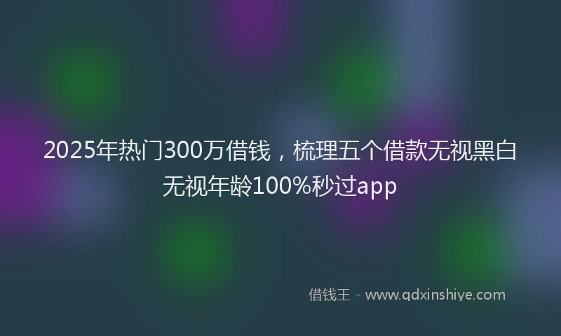 2025年热门300万借钱，梳理五个借款无视黑白无视年龄100%秒过app