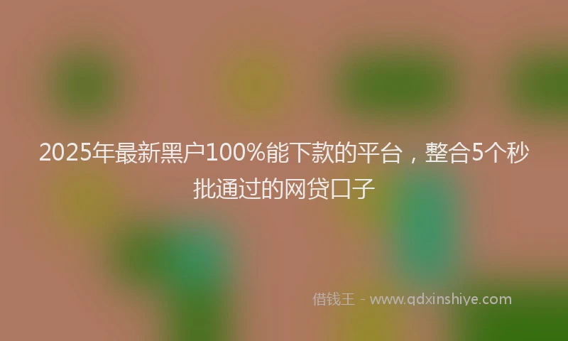 2025年最新黑户100%能下款的平台，整合5个秒批通过的网贷口子