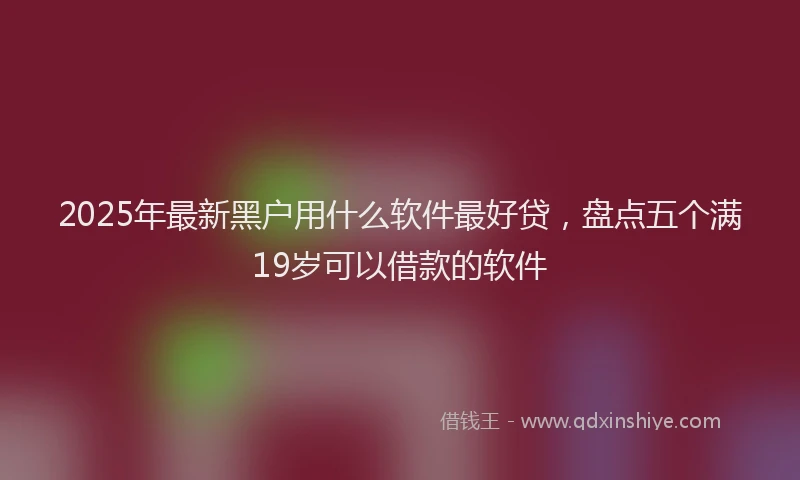 2025年最新黑户用什么软件最好贷，盘点五个满19岁可以借款的软件