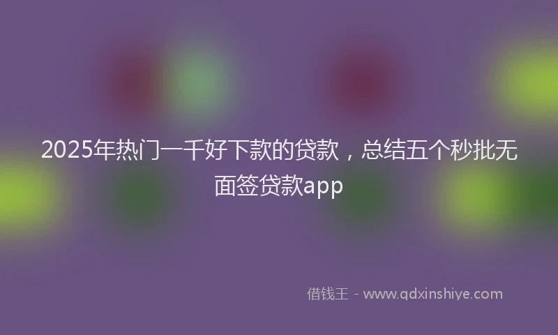 2025年热门一千好下款的贷款，总结五个秒批无面签贷款app