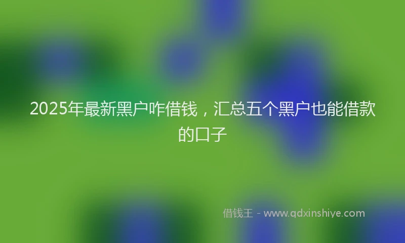 2025年最新黑户咋借钱，汇总五个黑户也能借款的口子