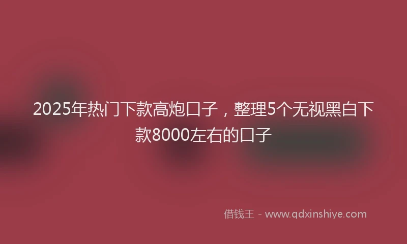 2025年热门下款高炮口子，整理5个无视黑白下款8000左右的口子