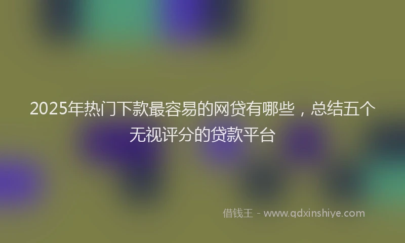 2025年热门下款最容易的网贷有哪些，总结五个无视评分的贷款平台