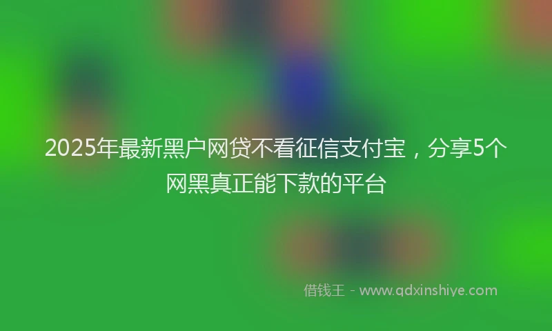 2025年最新黑户网贷不看征信支付宝，分享5个网黑真正能下款的平台