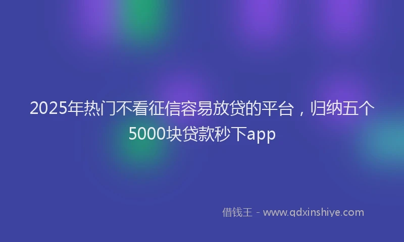 2025年热门不看征信容易放贷的平台，归纳五个5000块贷款秒下app