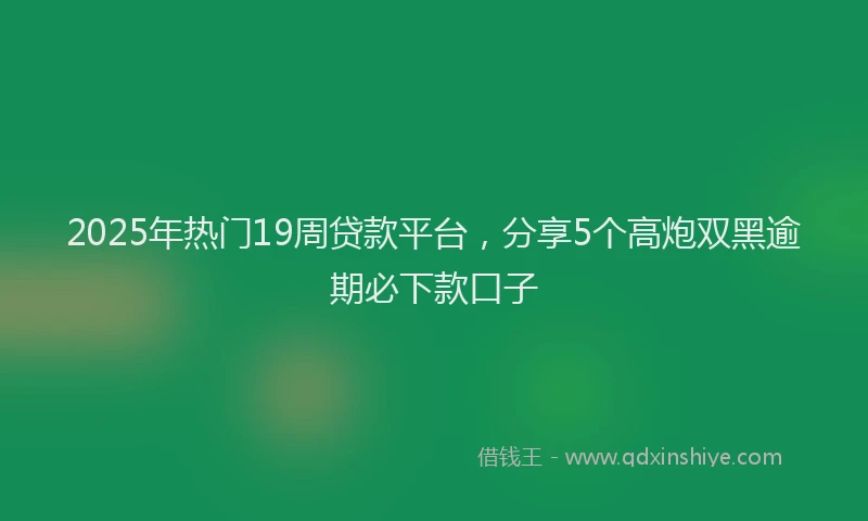 2025年热门19周贷款平台，分享5个高炮双黑逾期必下款口子