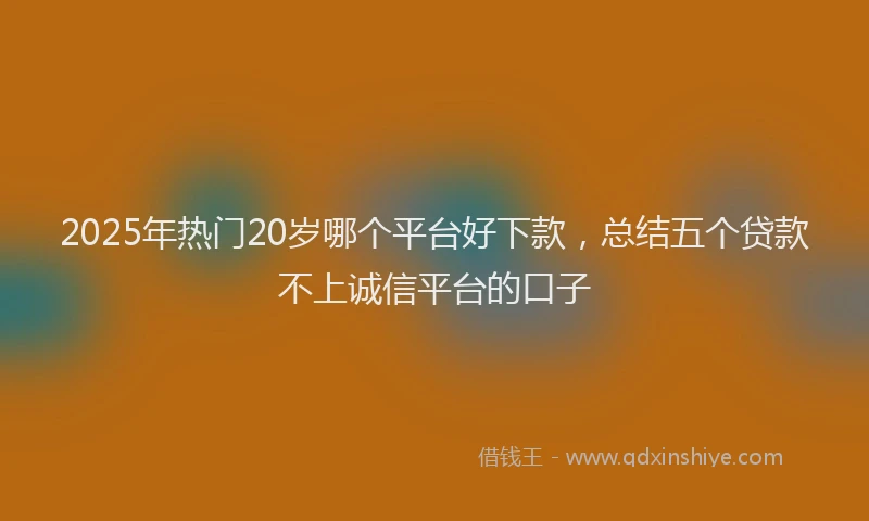 2025年热门20岁哪个平台好下款，总结五个贷款不上诚信平台的口子