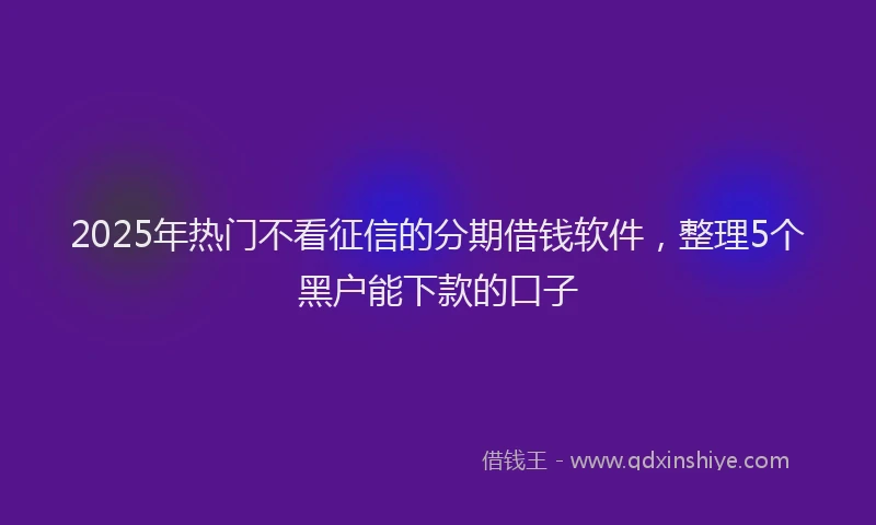 2025年热门不看征信的分期借钱软件，整理5个黑户能下款的口子