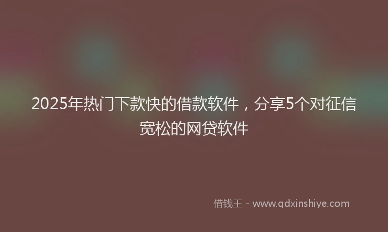 2025年热门下款快的借款软件,分享5个对征信宽松的网贷软件