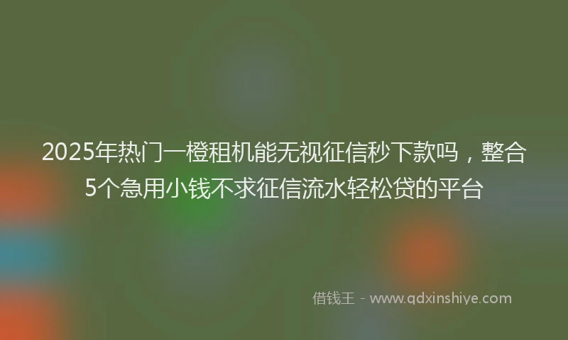 2025年热门一橙租机能无视征信秒下款吗，整合5个急用小钱不求征信流水轻松贷的平台