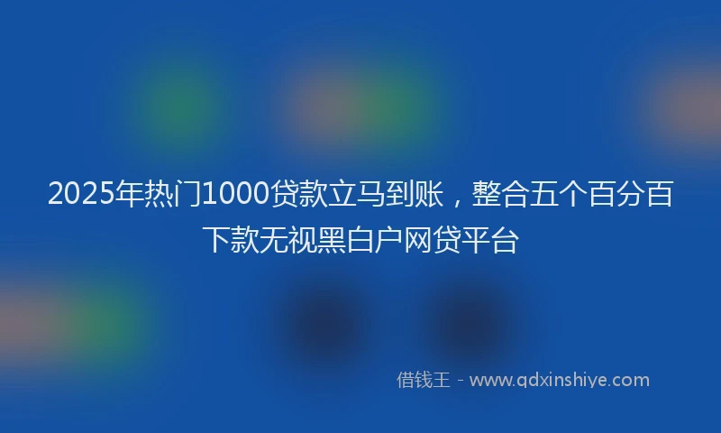 2025年热门1000贷款立马到账，整合五个百分百下款无视黑白户网贷平台