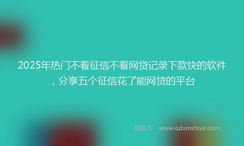 2025年热门不看征信不看网贷记录下款快的软件，分享五个征信花了能网贷的平台