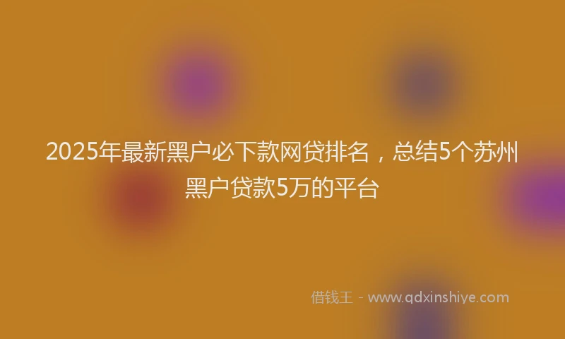 2025年最新黑户必下款网贷排名，总结5个苏州黑户贷款5万的平台