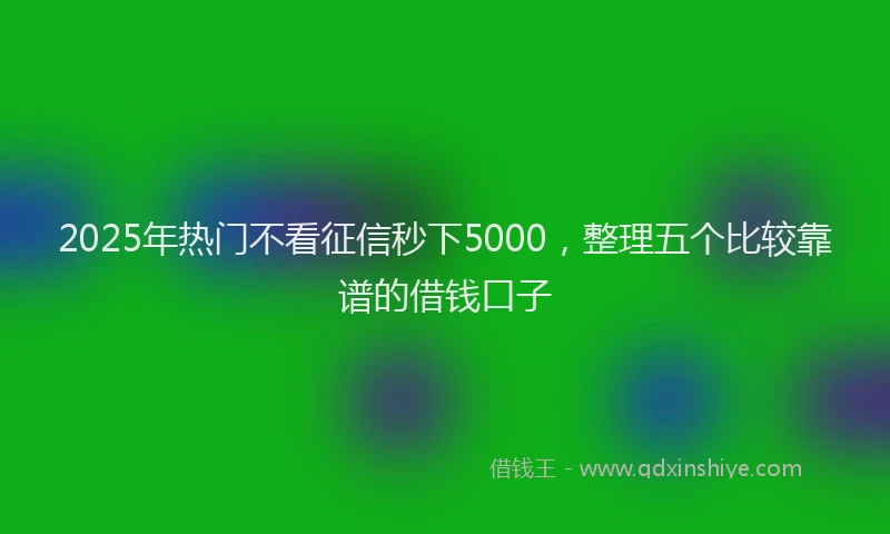 2025年热门不看征信秒下5000，整理五个比较靠谱的借钱口子