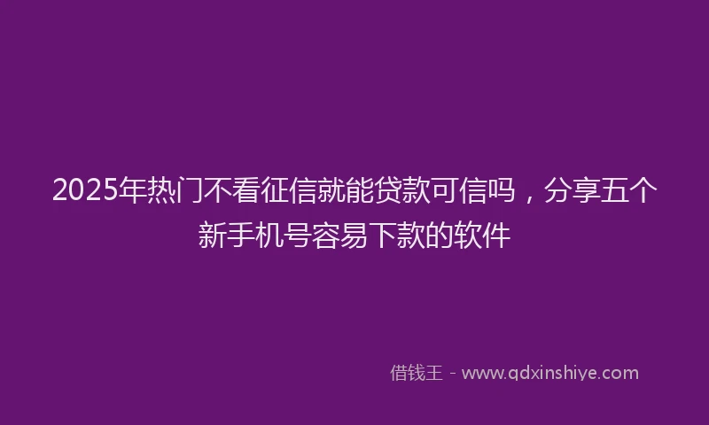 2025年热门不看征信就能贷款可信吗，分享五个新手机号容易下款的软件
