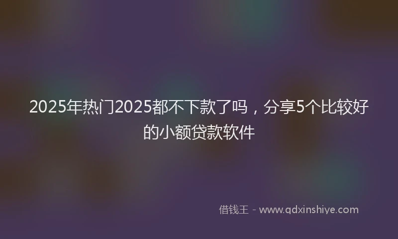 2025年热门2025都不下款了吗，分享5个比较好的小额贷款软件