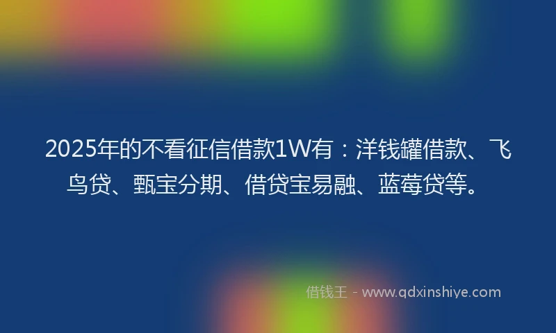 2025年的不看征信借款1W有：洋钱罐借款、飞鸟贷、甄宝分期、借贷宝易融、蓝莓贷等。