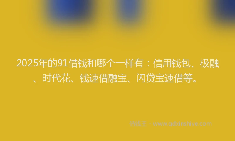 2025年的91借钱和哪个一样有：信用钱包、极融、时代花、钱速借融宝、闪贷宝速借等。