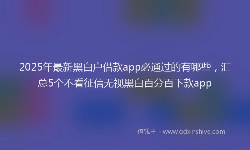 2025年最新黑白户借款app必通过的有哪些，汇总5个不看征信无视黑白百分百下款app