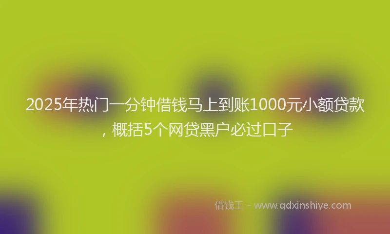 2025年热门一分钟借钱马上到账1000元小额贷款，概括5个网贷黑户必过口子