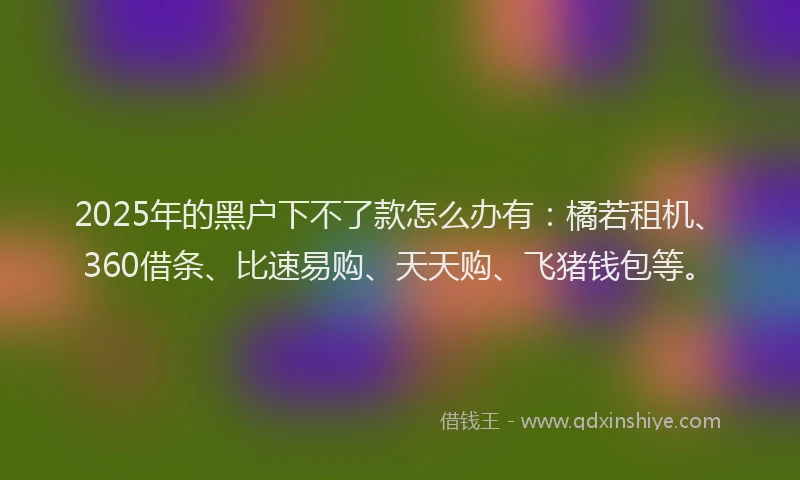 2025年的黑户下不了款怎么办有：橘若租机、360借条、比速易购、天天购、飞猪钱包等。