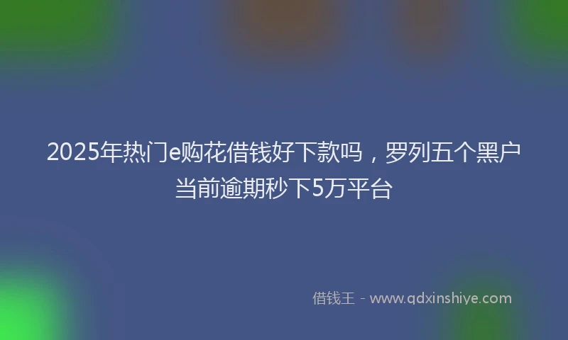 2025年热门e购花借钱好下款吗，罗列五个黑户当前逾期秒下5万平台