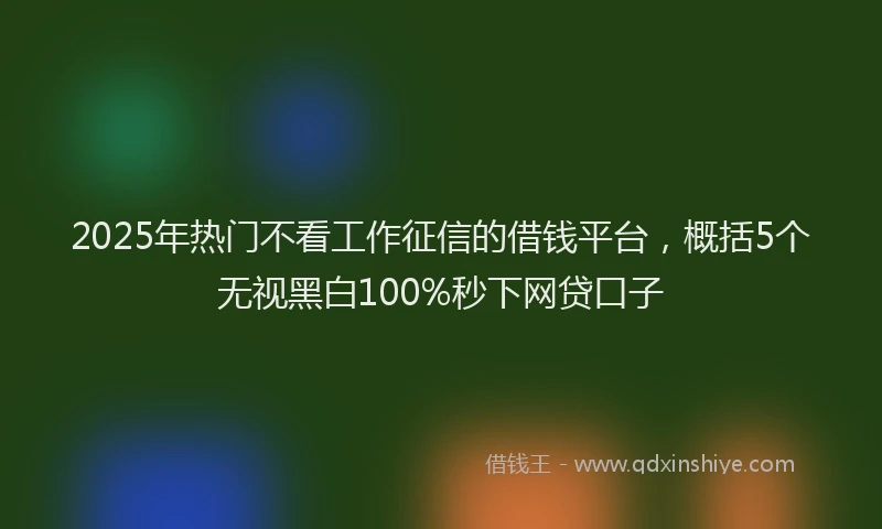 2025年热门不看工作征信的借钱平台，概括5个无视黑白100%秒下网贷口子