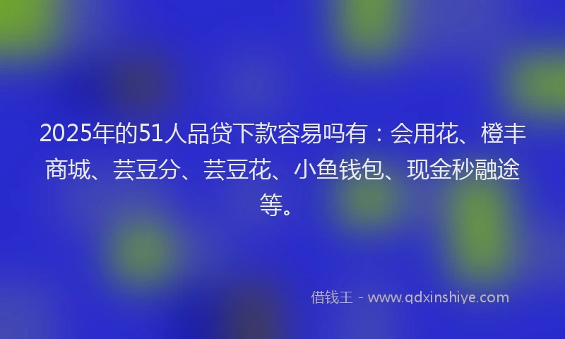 2025年的51人品贷下款容易吗有：会用花、橙丰商城、芸豆分、芸豆花、小鱼钱包、现金秒融途等。