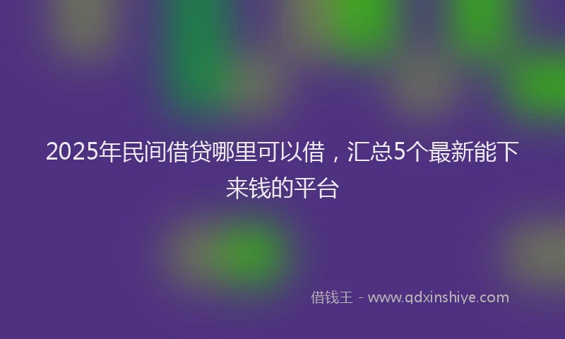 2025年民间借贷哪里可以借，汇总5个最新能下来钱的平台