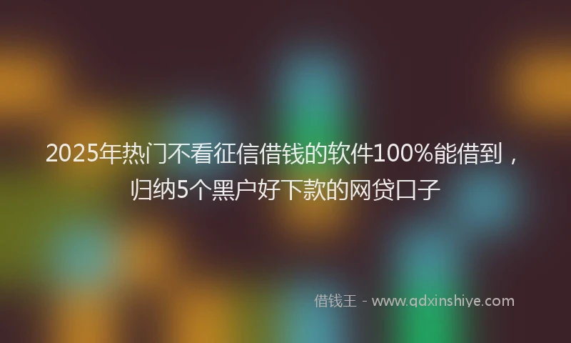 2025年热门不看征信借钱的软件100%能借到，归纳5个黑户好下款的网贷口子