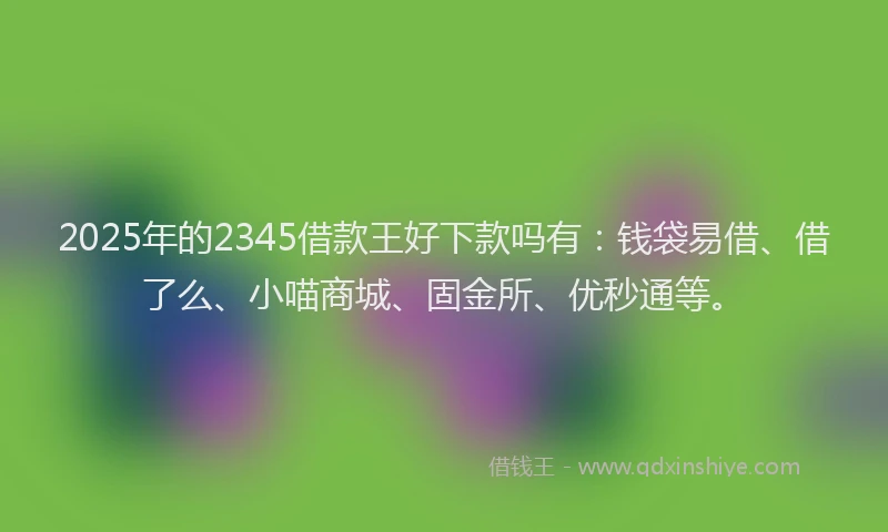 2025年的2345借款王好下款吗有：钱袋易借、借了么、小喵商城、固金所、优秒通等。